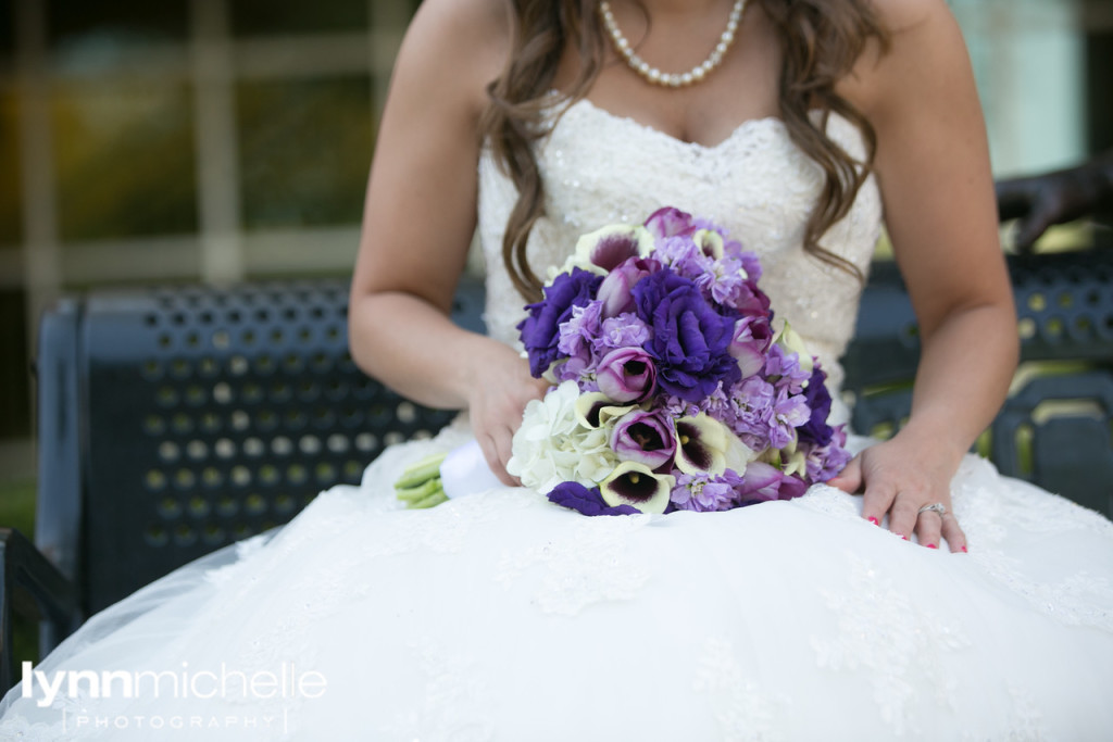 purple wedding day flowers