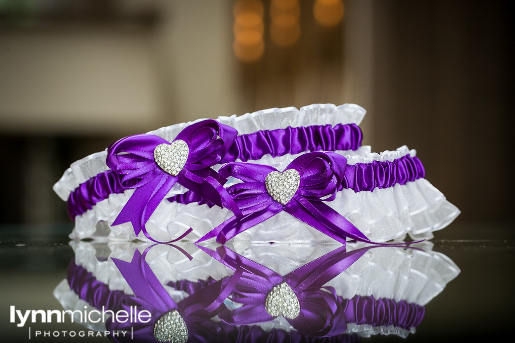 purple garters for bride
