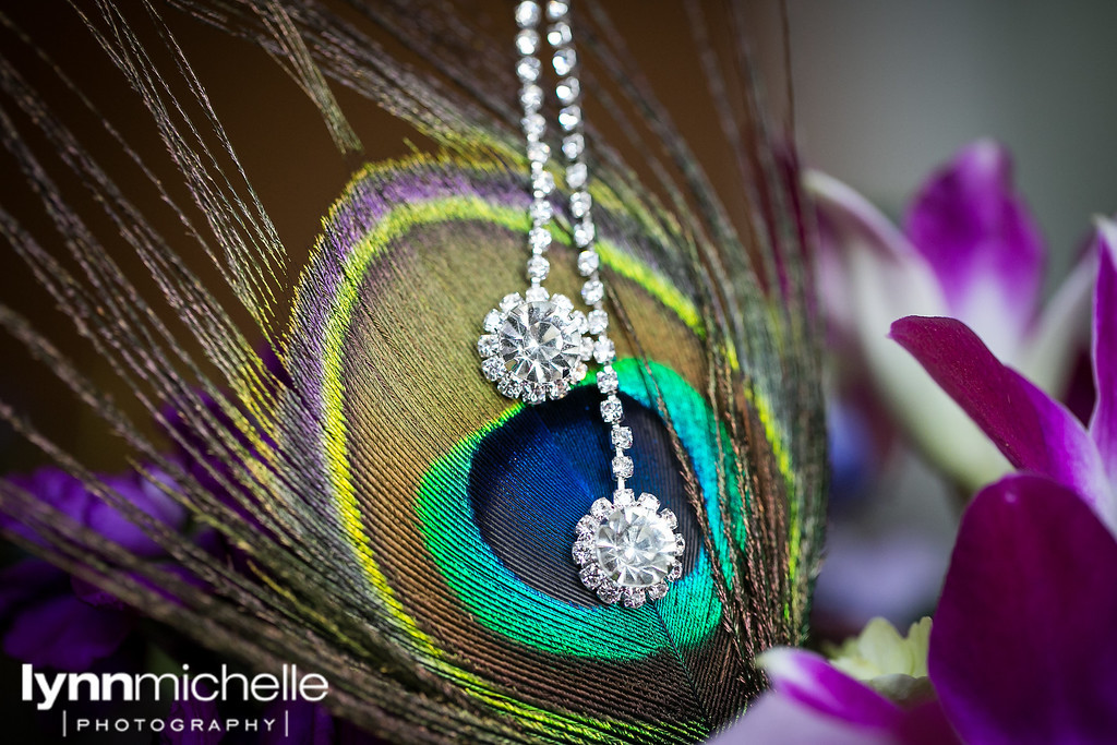 wedding day necklace peacock feather
