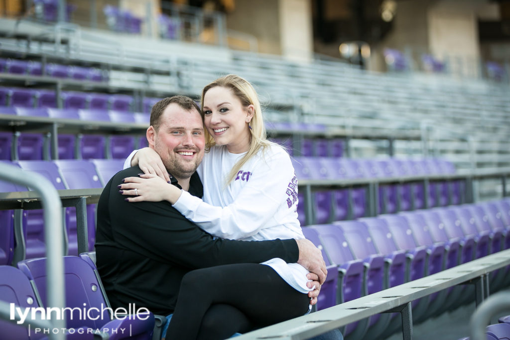 engagement pictures in stadium tcu horned frogs