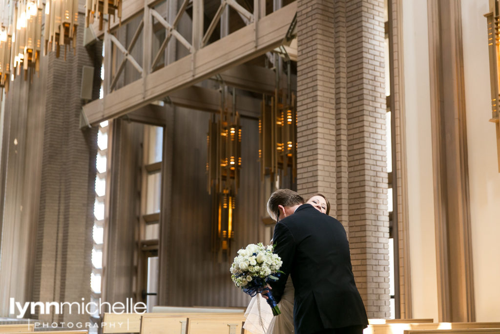 first look bride and groom fort worth chapel